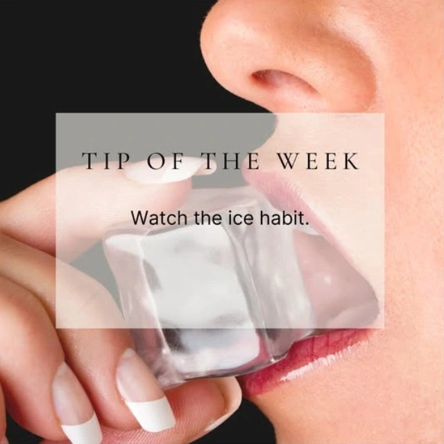 close-up of woman holding ice cube for dental tip from a dentist near you